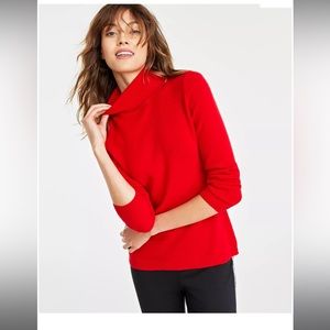 100% Cashmere Charter Club Red Turtle Neck Sweater